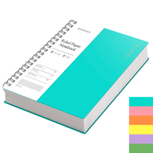 EMSHOI B5 Spiral Notebook College Ruled Lined Journal, Large 7.48" X 10.15", 300 Pages/150 Sheets, 100gsm Thick Paper, Waterproof Hardcover, for Office School Women Men Work Writing Notes-LightBlue