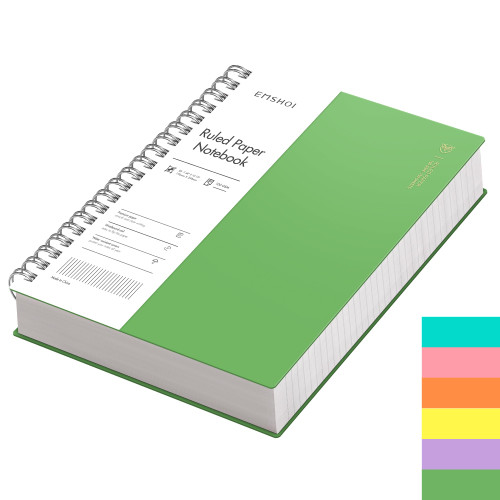 EMSHOI B5 Spiral Notebook College Ruled Lined Journal, Large 7.48" X 10.15", 300 Pages/150 Sheets, 100gsm Thick Paper, Waterproof Hardcover, for Office School Women Men Work Writing Notes-Green
