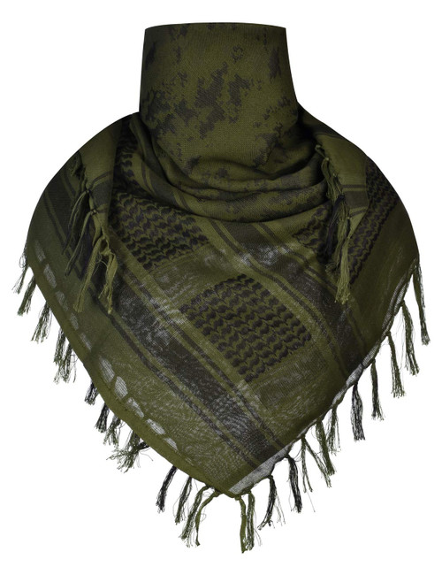 ChinFun 100% Cotton Keffiyeh Tactical Desert Scarf Military Arab Scarf Wrap Shemagh Camo-Army Green