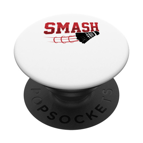 Smash Graphic Badminton Player Shuttlecock Player Sports PopSockets Swappable PopGrip