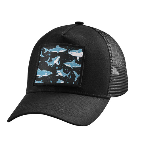 Creative Sharks Black Trucker Hat Black Hats for Men Woman Baseball Cap Fitted Snapback Hats Adjustable Strap Mesh Cap