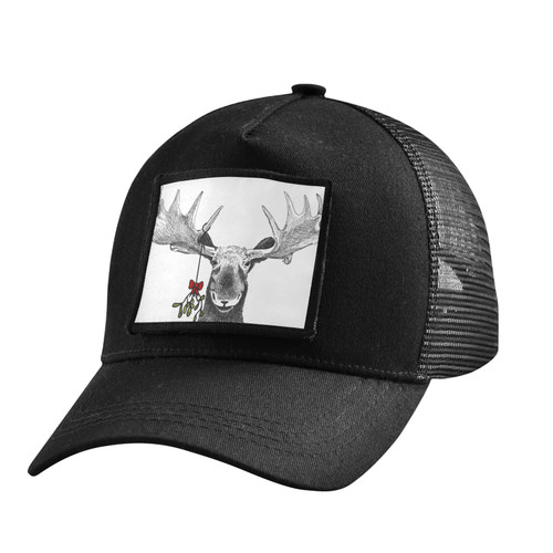 Christmas Elk Trucker Hat Black Hats for Men Woman Baseball Cap Fitted Snapback Hats Adjustable Strap Dad Hats