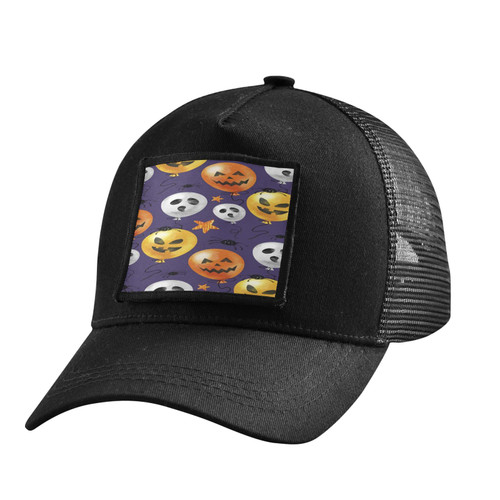 MCHIVER Halloween Trucker Hat Black Hats for Men Woman Baseball Cap Fitted Snapback Hats Adjustable Strap Funny Hat Halloween Decorations