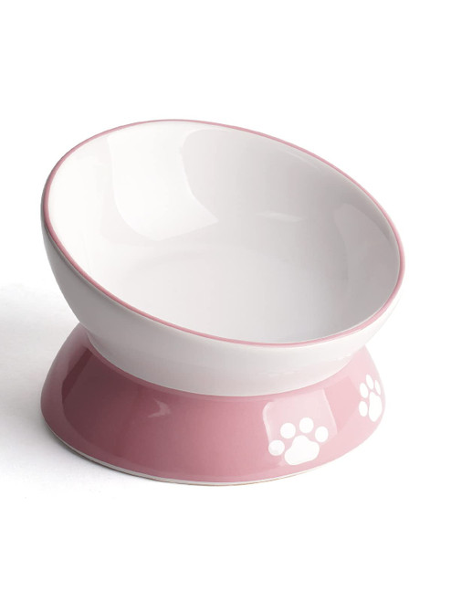 LoeJan Elevated Cat Food Bowl, 5 Oz Ceramic Raised and Tilted Pet Water Bowl, Anti Vomiting and Protect Pets' Spines Cat Dishes for Small Dog, Fat Faced Cat, Kitten LoeJan Elevated Cat Food Bowl, 5 Oz Ceramic Raised and Tilted Pet Water Bowl, Anti Vomiting and Protect Pets' Spines Cat Dishes for Small Dog, Fat Faced Cat, Kitten
