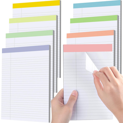 Fulmoon 8 Pcs Lined Legal Pads 5 x 8'' Writing Pads To-do List Notepads 50 Sheets Perforated Notebook 80gsm Paper Assorted Colors College Ruled Note Pads for School Home Office(Fresh Color)