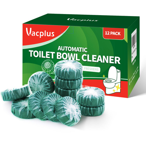 Vacplus Automatic Toilet Bowl Cleaner Tablets, Bathroom Toilet Tank Cleaner (12 PACK), Toilet Clean Bubbles, Long-lasting, Fresh Smell, No Pungent Odor, Green Vacplus Automatic Toilet Bowl Cleaner Tablets, Bathroom Toilet Tank Cleaner (12 PACK), Toilet Clean Bubbles, Long-lasting, Fresh Smell, No Pungent Odor, Green