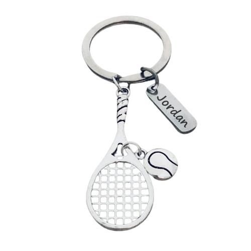 Personalized Tennis Racket Keychain, Name Engraved Charm, Tennis Gift, Custom Tennis Jewelry Personalized Tennis Racket Keychain, Name Engraved Charm, Tennis Gift, Custom Tennis Jewelry