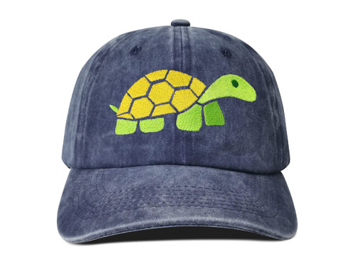 Hepandy Embroidered Big Turtle Baseball Caps for Men Women Girl Boys, Adjustable Tortoise Trucker Hats Embroidery Animals Dad Hat Navy Blue