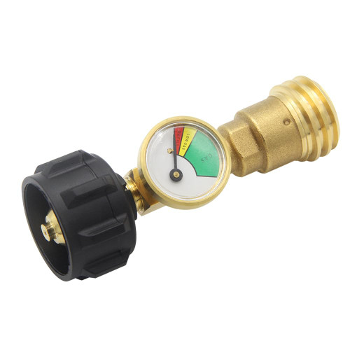 Hooshing Propane Tank Gauge Level Indicator Leak Detector for 5lb-40lb Propane Tanks Gas Pressure Meter Propane Adapter Fittings QCC1/Type 1 for RV Camper, Cylinder, BBQ Gas Grill, Heater Appliances