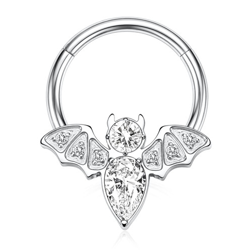 AROWRO Helix Rook Earrings Septum Hoop 316L Surgical Steel Bat 8mm 16G CZ Cartilage Daith Tragus Piercing Jewelry