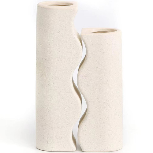 YANWE1 White Ceramic Vases, Set of 2 Vases, Boho Vases, Decorative Vases, Modern Farmhouse Decor, Small White Vases for Living Room, Bedroom, Bookshelf, Mantel, Fireplace, Coffee Table, Office YANWE1 White Ceramic Vases, Set of 2 Vases, Boho Vases, Decorative Vases, Modern Farmhouse Decor, Small White Vases for Living Room, Bedroom, Bookshelf, Mantel, Fireplace, Coffee Table, Office