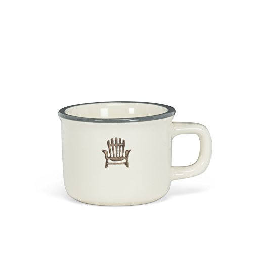 Abbott Collection 1227-WEEKEND-ESP Cottage Life Espresso Cup, 2.5 inches tall, Ivory and grey