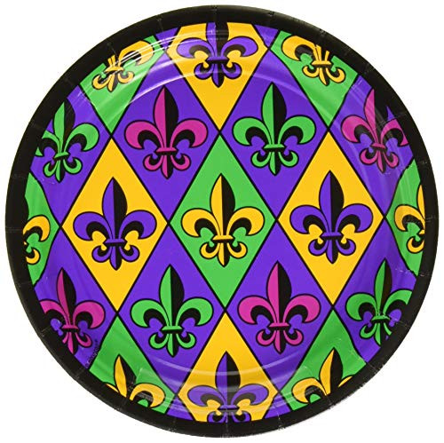Amscan 741902 Fleur De Lis Round Plates Party Supplies, 7", Multicolor