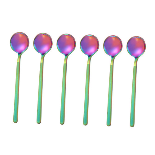 SWOOMEY 6 Pcs teaspoon metal dessert spoons cake fruit spoon taster spoons coffee spoon stainless serving spoon tea spoons handle espresso spoon metal spoons bartending spoon special