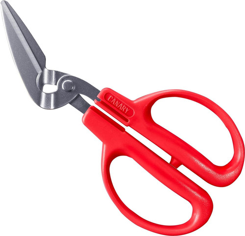 CANARY Japanese Crab Scissors Heavy Duty 6.7", Made in JAPAN, Seafood Scissors for Crab Legs, Lobster, Shell, Sharp Serrated Japanese Stainless Steel Blade, Red