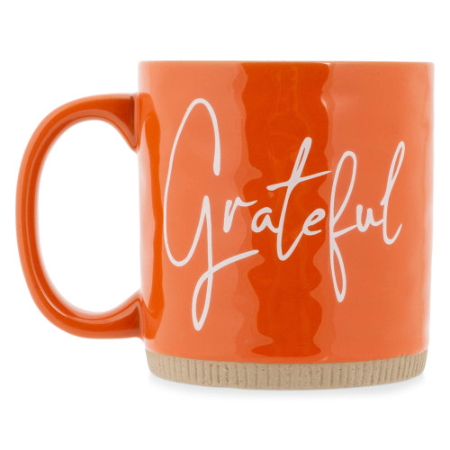 Lighthouse Christian Products Powerful Words Grateful 15 ounce Ceramic Stoneware Coffee Mug, Burnt Orange