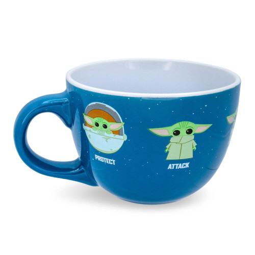 Silver Buffalo Star Wars: The Mandalorian Grogu Protect Attack Snack Ceramic Soup Mug