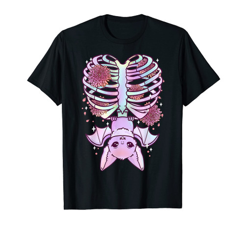 Pastel Goth Bat Rib Cage Skeleton Nu Goth T-Shirt