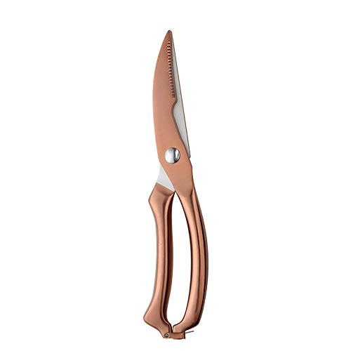 Bisda Kitchen Scissors, Heavy Duty Kitchen Shears, Multipurpose Stainless Steel Sharp Cooking Scissors for Chicken, Poultry, Fish, Meat, Herbs (Rose Gold)