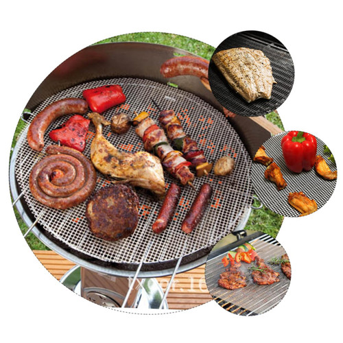 Happyyami 3pcs BBQ Grid mat Barbecue Grids Picnic BBQ Grid Roasting Rack Barbecue Grill mesh Stainless Steel Cooling Racks Baking Rack Silk Screen Cake Fiberglass mesh Cloth Coated with PTFE