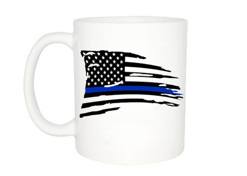 Tattered Thin Blue Line Coffee Mug USA Blue Lives Matter Police Officer Flag American Support Law Enforcement Police Novelty Cup Tattered Thin Blue Line Coffee Mug USA Blue Lives Matter Police Officer Flag American Support Law Enforcement Police Novelty Cup