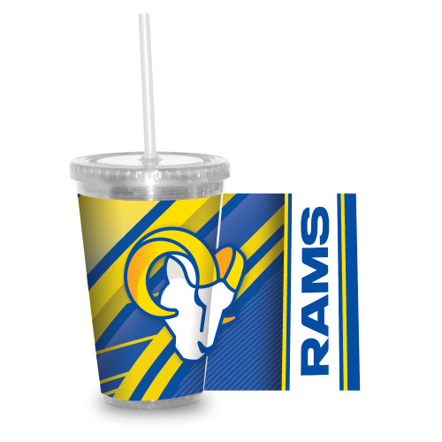 Rico Industries NFL Football Los Angeles Rams NFL Football Team 16oz Clear Tumbler W/Straw Rico Industries NFL Football Los Angeles Rams NFL Football Team 16oz Clear Tumbler W/Straw