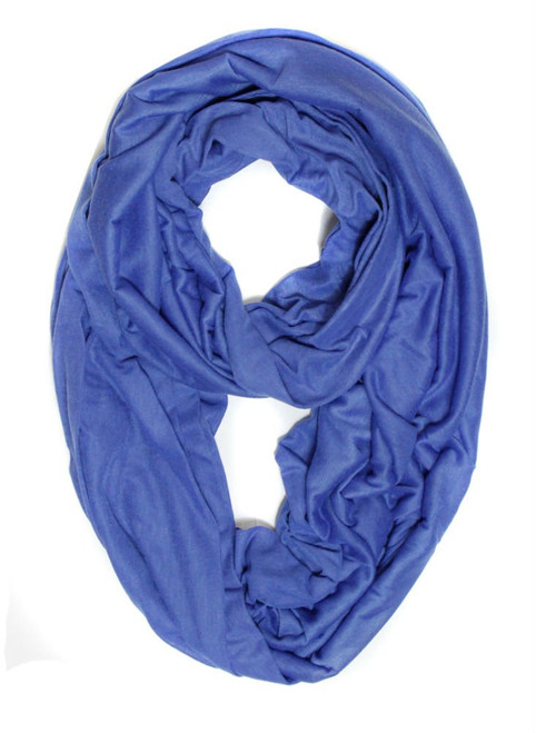 Plum Feathers Elegant Solid Color Infinity Loop Jersey Scarf (royal blue)