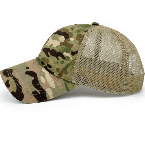 Loneshark Camo Flag Mesh Back Baseball Hat USA Camo Green Hat with Flag Mens Camo Baseball Hats with American Flag Baseball Cap Mesh Camo Mesh Hat Women Camo Cap with Mesh American Flag Woodland