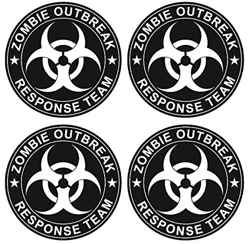 4 Pack of Black Biohazard Zombie Outbreak Response Team Biohazard 3M Vinyl Decal Stickers - 4 Inches Round