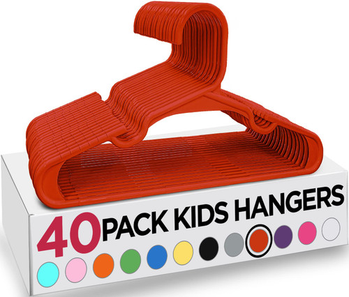 Utopia Home 40 Pack Kids Hangers - 11.5 Inch Plastic Baby Hangers for Closet - Childrens Hangers for Clothes & Infant Hangers for Closet - Ideal for Everyday Standard Use (Red) Utopia Home 40 Pack Kids Hangers - 11.5 Inch Plastic Baby Hangers for Closet - Childrens Hangers for Clothes & Infant Hangers for Closet - Ideal for Everyday Standard Use (Red)