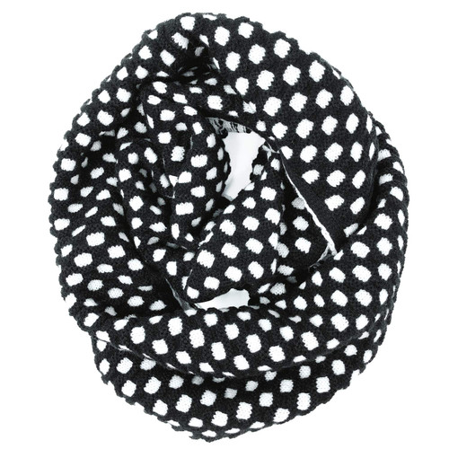 Bowbear Two Tone Warm Winter Knit Infinity Scarf, Black & White