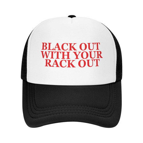 Black Out with Your Rack Out Trucker Hat Adjustable Cap for Adults Unisex Classic Hats Fishing Caps Black