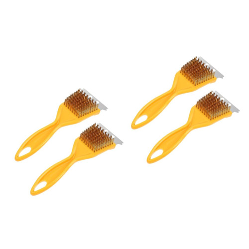 4 Pcs BBQ Grill Brush Household Cleaning Brush The Grate Grill Scraper Roaster Brush Outdoor BBQ Brushes Drill Oven Cleaner Grill Grate Cleaner Sponge Copper Wire Steel Wire