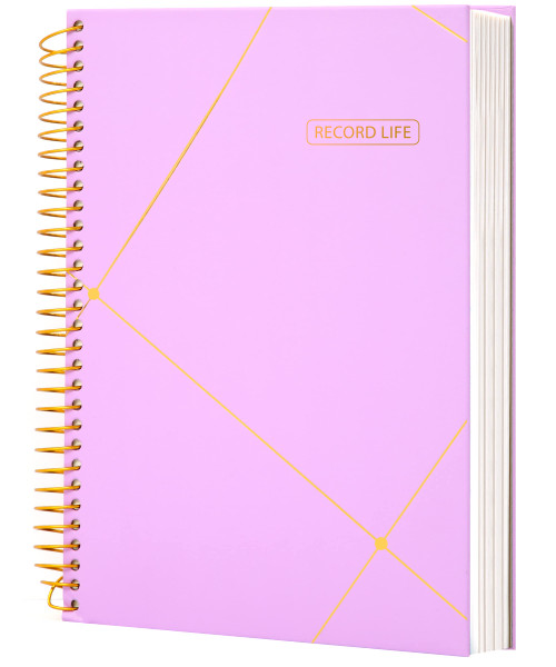 Yoment Spiral Bullet Dotted Journal Large Hardcover Spiral Notebook 8"x10" Dot Grid Notebook 300 Pages Thick Dotted Paper Wire Bound Spiral Notebooks for Office Business School,Pink purple