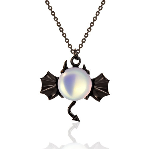 Lam Sence Sterling Silver Moonstone Bat Gothic Pendant Necklace Animal Jewelry for Women Lam Sence Sterling Silver Moonstone Bat Gothic Pendant Necklace Animal Jewelry for Women