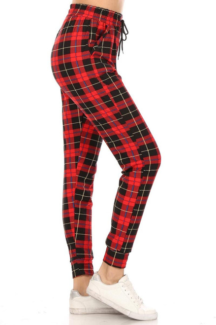 JGAX-S650-3X Holiday Plaid Print Jogger Track Pants w/Pockets, 3X