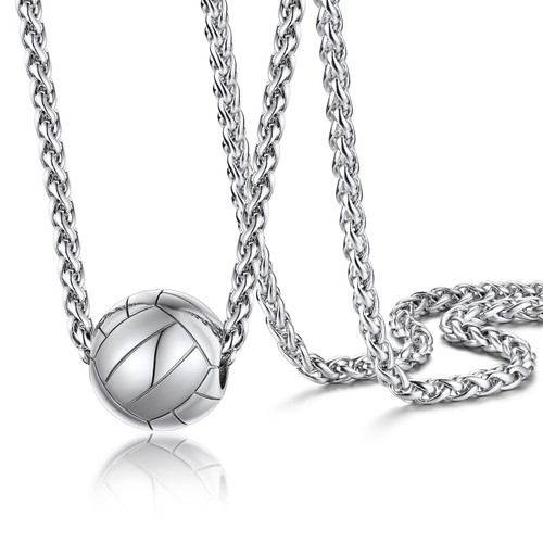 PROSTEEL Stainless Steel Volleyball Necklace Cool Chain Pendant Simple Necklace For Men Women PROSTEEL Stainless Steel Volleyball Necklace Cool Chain Pendant Simple Necklace For Men Women