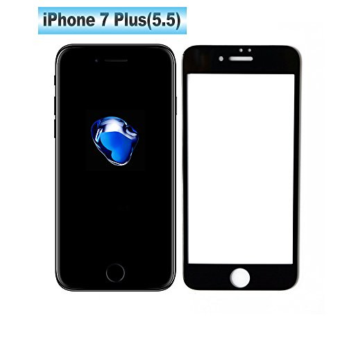 WELUV iPhone 7 Plus Screen Protector,3D Full Coverage Round Edge Tempered Glass Screen Protector 0.3mm for Apple iPhone 7 Plus 5.5?lack White (Black)