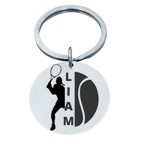 Tennis Gift, Personalized Tennis Racket Keychain, Name Engraved Charm, Tennis Gift, Custom Tennis Jewelry for Women, Teens and Girls Tennis Gift, Personalized Tennis Racket Keychain, Name Engraved Charm, Tennis Gift, Custom Tennis Jewelry for Women, Teens and Girls