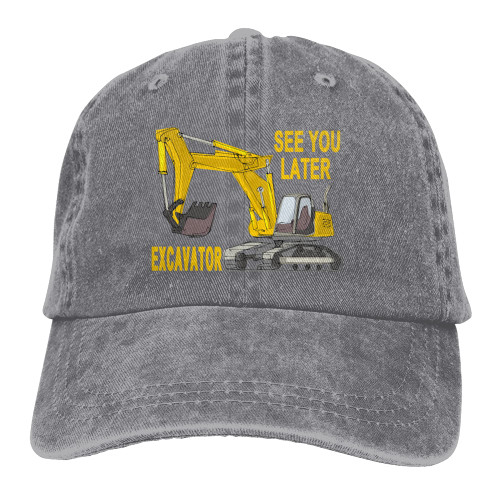 NVJUI JUFOPL Boys' See You Later Excavator Baseball Cap Washed Vintage Funny Dad Hat Gray
