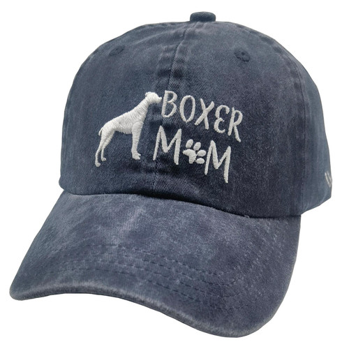 Waldeal Women's Dog Boxer Mom Baseball Caps Vintage Plain Washed Cotton Dad Hats Navy