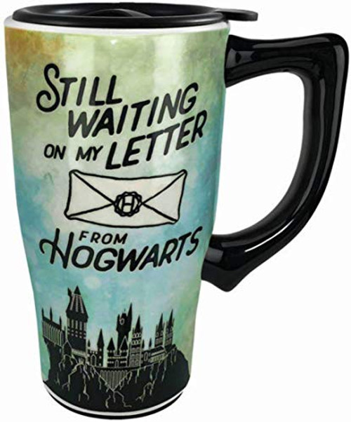 Spoontiques 12847 Letter to Hogwarts Ceramic Travel Mug, 18 ounces, Multicolored