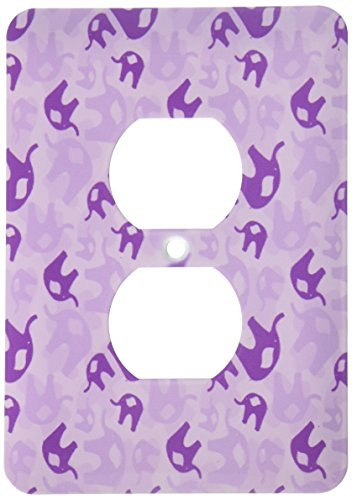 3dRose LLC lsp_51326_6 Pink and Purple Elephants, Cute Whimsical Art, 2 Plug Outlet Cover