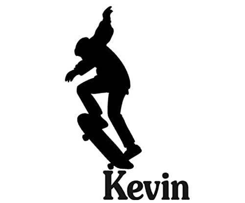 Skateboarder wall decal-Personalized boys name decal-Skater sticker-Gameroom Playroom Room Decor, Personalized sticker, Jumping skateboard (11 X 24 inches)