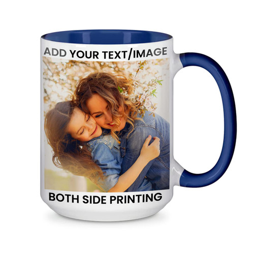 Custom Mug Personalized Coffee Mug Customized Photo Mug Custom Photo Coffee Mug Taza Personalizada with Photo Logo Text Customized Personalized Gift for Friend Birthday (Blue, 15oz)