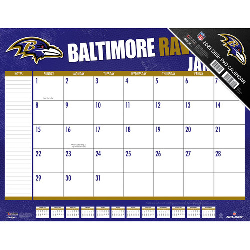 Turner Sports Baltimore Ravens 2023 22X17 Desk Calendar (23998061528), Multi
