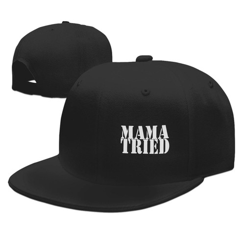 wikjxiz Mama Tried Retro Country Music Hat Black Flat Brim Trucker Hats Adjustable Novelty Baseball Cap