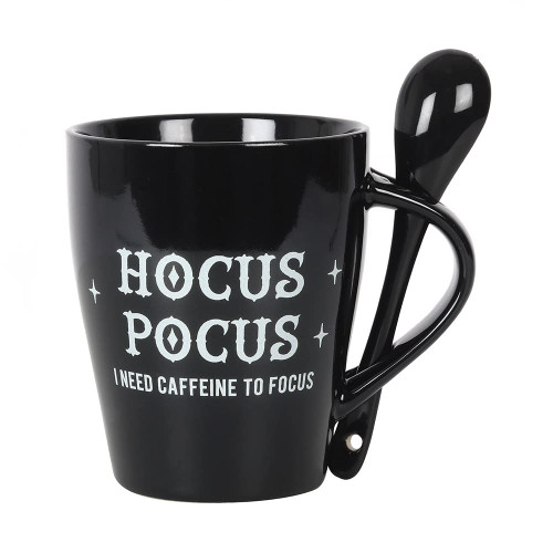 Pacific Giftware Gothic Black Hocus Pocus New Bone China Ceramic Mug and Spoon Set