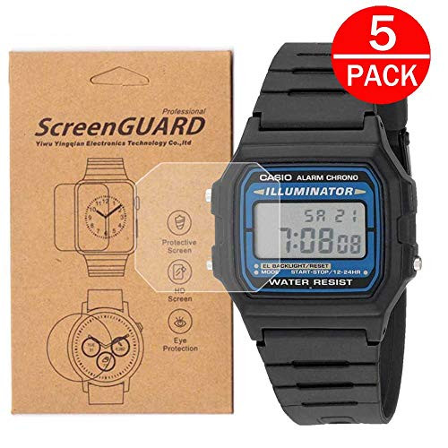 [5-Pack] for Casio F105W-1A Watch Screen Protector,Full Coverage Screen Protector for F-105W Watch HD Clear Anti-Bubble and Anti-Scratch