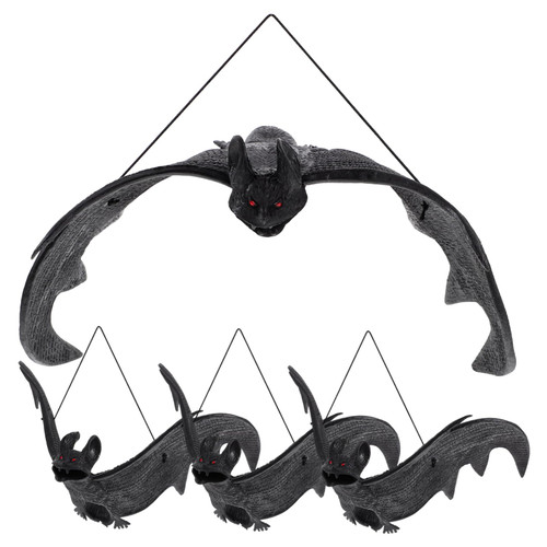VICASKY 4pcs Simulation Bat Pendant Window Hanging Pendant Decorative Bat Pendant Simulation Flying Bat Party Prop Hanging Bat Decor Yard Bat Pendant Rubber Halloween Door Hanging